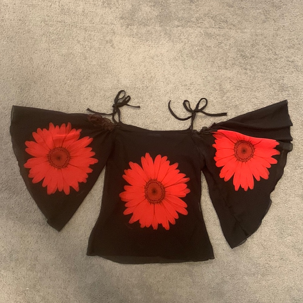 Y2K Le Donne sheer floral top